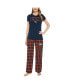 ფოტო #1 პროდუქტის Women's Navy, Orange Denver Broncos Arctic T-shirt and Flannel Pants Sleep Set