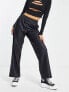 ONLY faux leather elasticated waist straight leg trousers in black