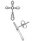 ფოტო #2 პროდუქტის Diamond Cross Stud Earrings (1/10 ct. t.w.) in Sterling Silver