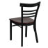 Hercules Series Black Ladder Back Metal Restaurant Chair - Mahogany Wood Seat