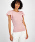 ფოტო #1 პროდუქტის Women's Ribbed-Knit Flutter Eyelet-Sleeve Sweater