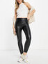 JDY leather look leggings in black