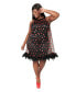 Фото #1 товара Plus Size Black Mesh & Glitter Hearts Organza Dress