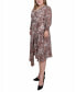 ფოტო #3 პროდუქტის Plus Size 3/4 Sleeve Belted Chiffon Handkerchief Hem Dress