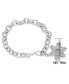 ფოტო #2 პროდუქტის Diamond Accent Snowflake Charm Bracelet in Silver Plate