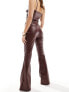 Фото #3 товара ASOS DESIGN leather look flare co-ord in chocolate