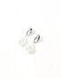 DesignB London teardrop pearl earrings in silver