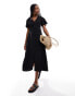 New Look lace detail button through dress in black