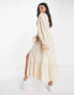 Фото #8 товара ASOS DESIGN cotton crochet pintuck maxi dress in vintage cream