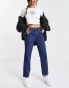 Фото #1 товара New Look mid rise mom jeans in dark blue