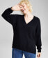 ფოტო #1 პროდუქტის Women's Raglan-Sleeve V-Neck Sweater, Created for Macy's