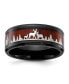 Фото #1 товара Stainless Steel Black IP-plated Wood Inlay Deer Band Ring