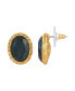ფოტო #1 პროდუქტის Women's 14K Gold-tone Blue Oval Stud Earrings
