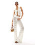 Фото #1 товара ASOS DESIGN knitted flare trouser co-ord in stitch detail in white