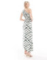 Фото #6 товара Vero Moda Tall plisse one shoulder maxi dress in tie dye check