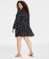 Фото #7 товара Trendy Plus Size Print Collared Surplice-Neck Dress, Created for Macy's