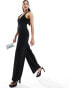 Pretty Lavish tie back wide leg jumpsuit in black 34 - фото #4