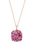 ფოტო #1 პროდუქტის EFFY® Multi-Gemstone (2-3/4 ct. t.w.) & Diamond Accent Cluster 18" Pendant Necklace in Rose Gold-Plated Silver