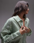 Фото #8 товара Topshop super oversized shirt in green stripe