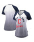 Фото #1 товара Women's Navy and White Cleveland Indians Shortstop Ombre Raglan V-Neck T-shirt