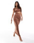 ASOS DESIGN cut away bandeau dress with one shoulder detail in brown Коричневый, M - EU 40-42 - фото #4