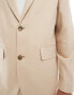 ASOS DESIGN wedding relaxed throw on suit jacket in camel micro texture Бежевый, Chest 44 Regular - фото #5