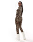 Threadbare Ski base layer top and leggings set in allover leopard print