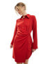 Mango tie waist midi dress in red