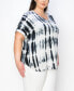 Plus Size Tie Dye V-Neck Dolman Roll Sleeve Top