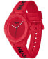 ფოტო #2 პროდუქტის HUGO Men's Lit for Him Quartz Red Silicone Watch 42mm