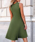 Women's Green Sleeveless Asymmetrical Shirred Midi Beach Dress