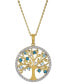 Macy's blue Topaz (1/2 ct. t.w.) & White Topaz (1/20 ct. t.w.) Tree of Life 18" Pendant Necklace in 14k Gold-Plated Sterling Silver (Also available in Amethyst) Голубой, 18 Inch - фото #1