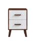Фото #1 товара Embossed Square End Table with 2 Drawers - White