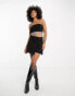 NA-KD x Mimi AR co-ord strappy top with fringe detail in black glitter Черный, L - фото #2