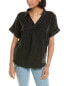 Brook + Lynn Linen-Blend Shirt Women's Black S