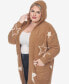 Фото #5 товара Plus Size Hooded Open Front Sherpa Sweater