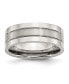 ფოტო #1 პროდუქტის Stainless Steel Polished Satin Center 8mm Grooved Band Ring