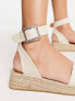 Фото #5 товара South Beach PU two part espadrille sandal with textured buckle in cream linen