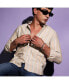 ფოტო #3 პროდუქტის Men's Beige Striped Cotton Shirt