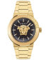 ფოტო #1 პროდუქტის Men's Swiss Medusa Infinite Gold Ion Plated Stainless Steel Bracelet Watch 47mm