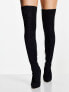 ASOS DESIGN Wide Fit Koko heeled over the knee boots in black micro