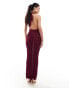 Murci halterneck honeycomb knit cut out maxi dress in deep purple