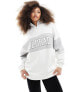 Фото #1 товара Miss Selfridge quarter zip Colorado graphic colour block sweatshirt in white and grey marl