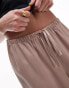 Topshop satin straight leg drawcord trouser in taupe Серо-коричневый, 44 - фото #5