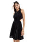 Фото #2 товара Pretty Lavish linen cut-out mini dress in black