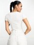 Фото #4 товара ASOS DESIGN ribbed twist bust short sleeve bodysuit in white