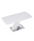 Modern Square Dining Table, Stretchable, White Table Top+MDF X-Shape Table Leg With Metal Base