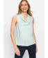 Women's Mixed Media Sleeveless Cowl Neck Top