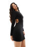 Фото #3 товара ASOS DESIGN long sleeve mini dress with open back and strap details in black