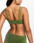 ASOS DESIGN mix and match glitter lattice crop bikini top in green grün, 32 - фото #3